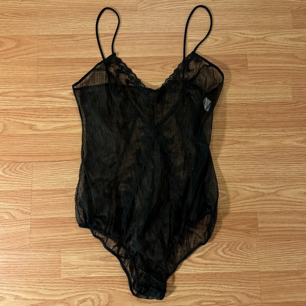 Vintage 70s Formfit Rogers Pucci inspired Black Lace Bodysuit Lingerie Sexy EUC